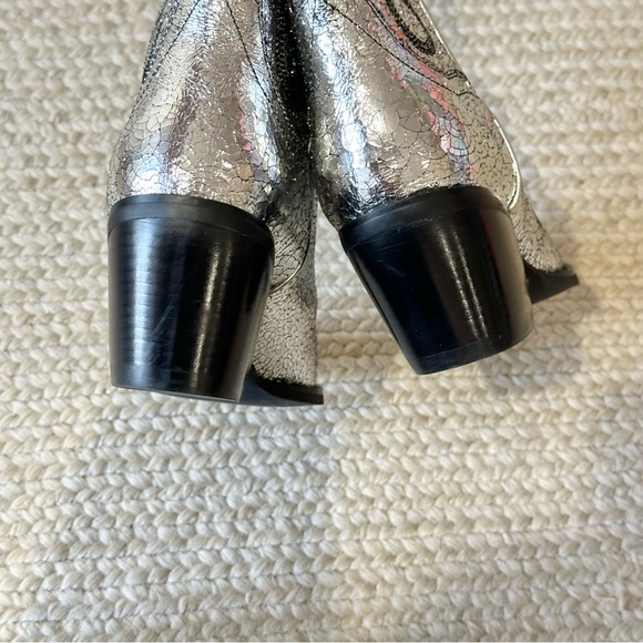 NWT New Jeffrey Campbell Dagget Western Silver Metallic Cowboy Boots Free People - Picture 8 of 10